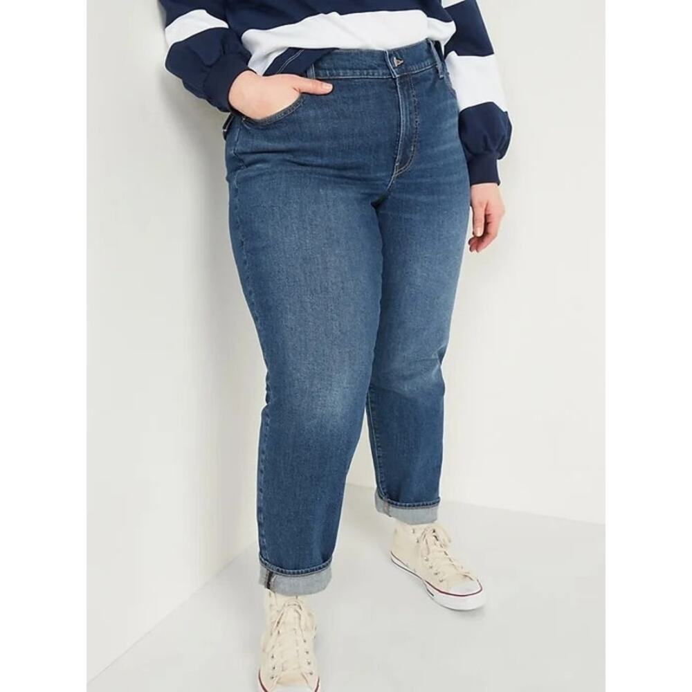 Old Navy Jeans Womens Sz 18 Blue Sky Hi Straight Extra High Rise Secret Pockets